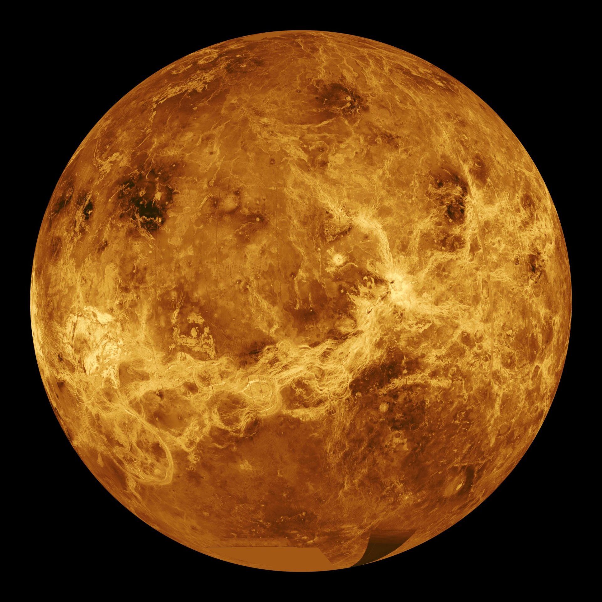 Surface de Vénus cartographiée par le radar de la sonde Magellan